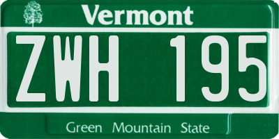 VT license plate ZWH195