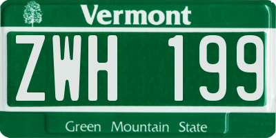 VT license plate ZWH199