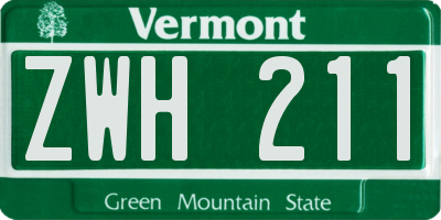 VT license plate ZWH211