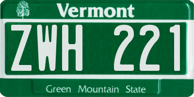 VT license plate ZWH221