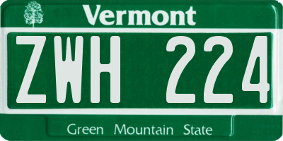 VT license plate ZWH224