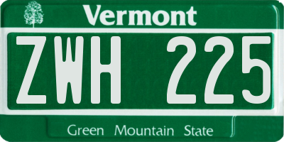 VT license plate ZWH225