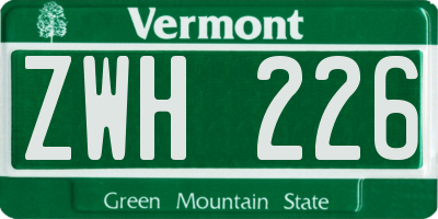 VT license plate ZWH226
