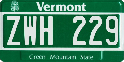VT license plate ZWH229