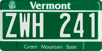 VT license plate ZWH241