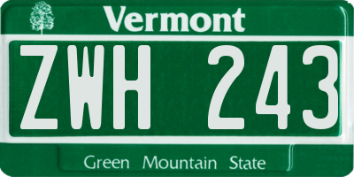 VT license plate ZWH243