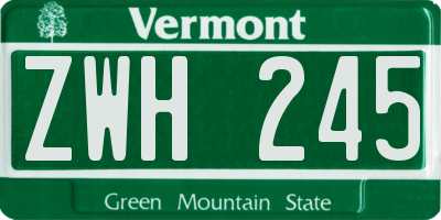 VT license plate ZWH245