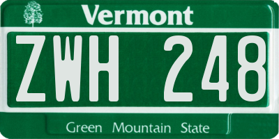 VT license plate ZWH248