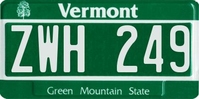 VT license plate ZWH249