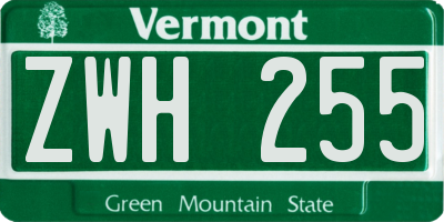 VT license plate ZWH255
