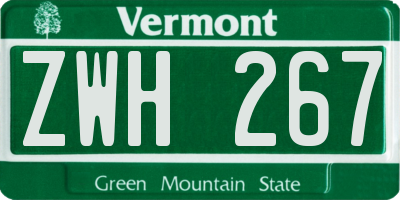 VT license plate ZWH267