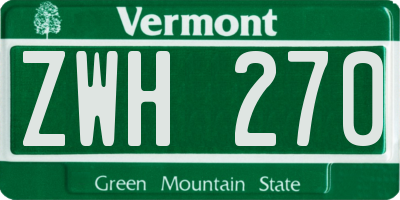 VT license plate ZWH270
