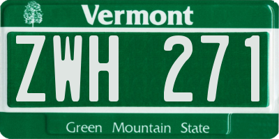 VT license plate ZWH271