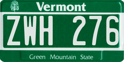VT license plate ZWH276