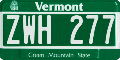 VT license plate ZWH277
