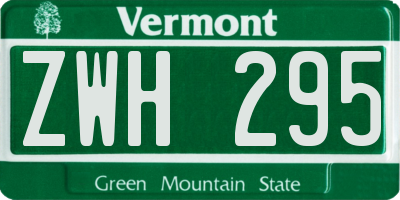 VT license plate ZWH295