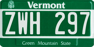 VT license plate ZWH297