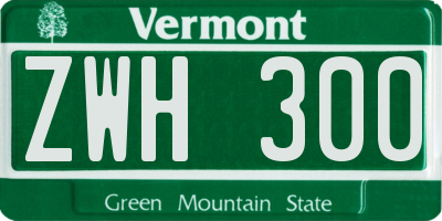 VT license plate ZWH300