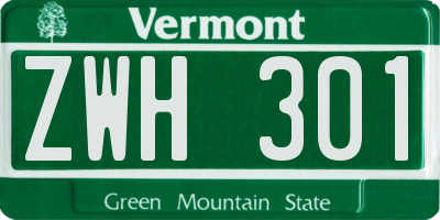 VT license plate ZWH301
