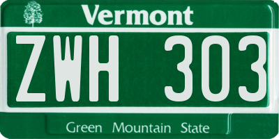 VT license plate ZWH303