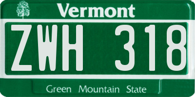 VT license plate ZWH318