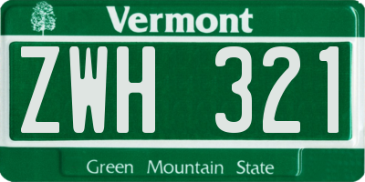 VT license plate ZWH321