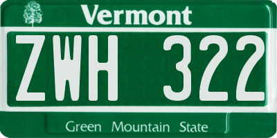 VT license plate ZWH322