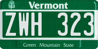 VT license plate ZWH323