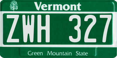VT license plate ZWH327