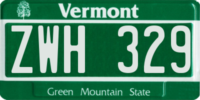 VT license plate ZWH329