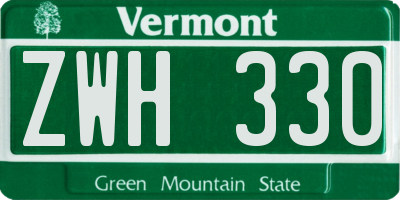 VT license plate ZWH330