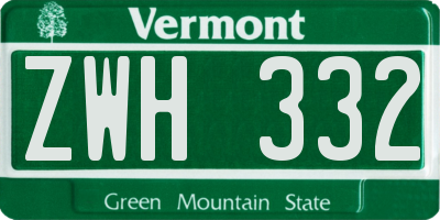 VT license plate ZWH332