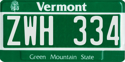 VT license plate ZWH334