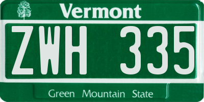 VT license plate ZWH335