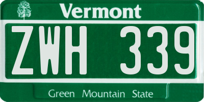 VT license plate ZWH339