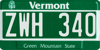 VT license plate ZWH340