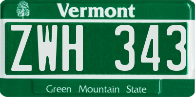 VT license plate ZWH343