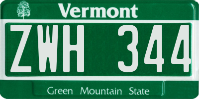 VT license plate ZWH344
