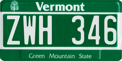 VT license plate ZWH346