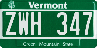 VT license plate ZWH347