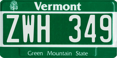 VT license plate ZWH349