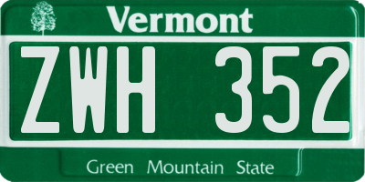 VT license plate ZWH352