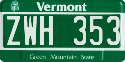 VT license plate ZWH353