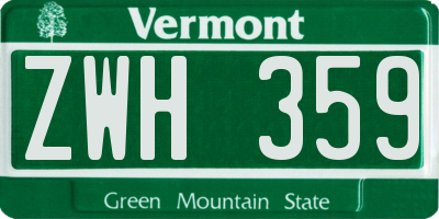 VT license plate ZWH359