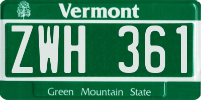 VT license plate ZWH361