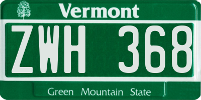 VT license plate ZWH368
