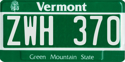 VT license plate ZWH370