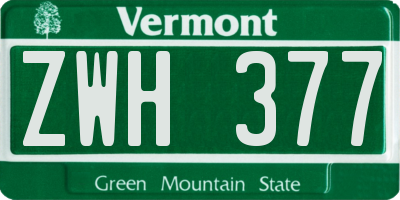 VT license plate ZWH377