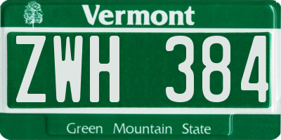 VT license plate ZWH384