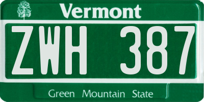 VT license plate ZWH387